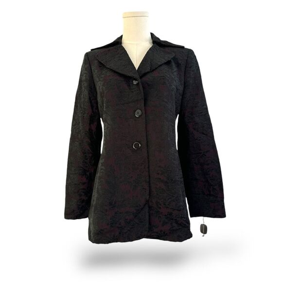 TAHARI Vintage With Tags Burgundy and Black Lined‎ Blazer Wm Sz 8 - Picture 2 of 9